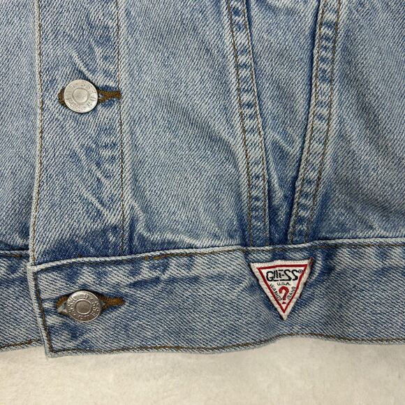 Vintage Guess Jeans Jacket Womens Large Denim Trucker Georges Marciano Made USA - Picture 3 of 14